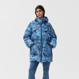 GANNI Tech Puffer Printed Oversized Puffer Midi Jacket